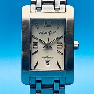 EDDIE BAUER V8V057 Women’s Vintage Tank Wristwatch All St Steel Working New Batt